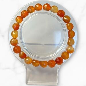 8mm Faceted Carnelian Bracelet